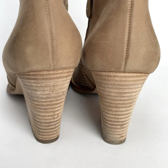 Paul Green Nubuck Booties Women US 8.5 Tan Bonzai Perforated Zipper Ankle Boots - Picture 6 of 16